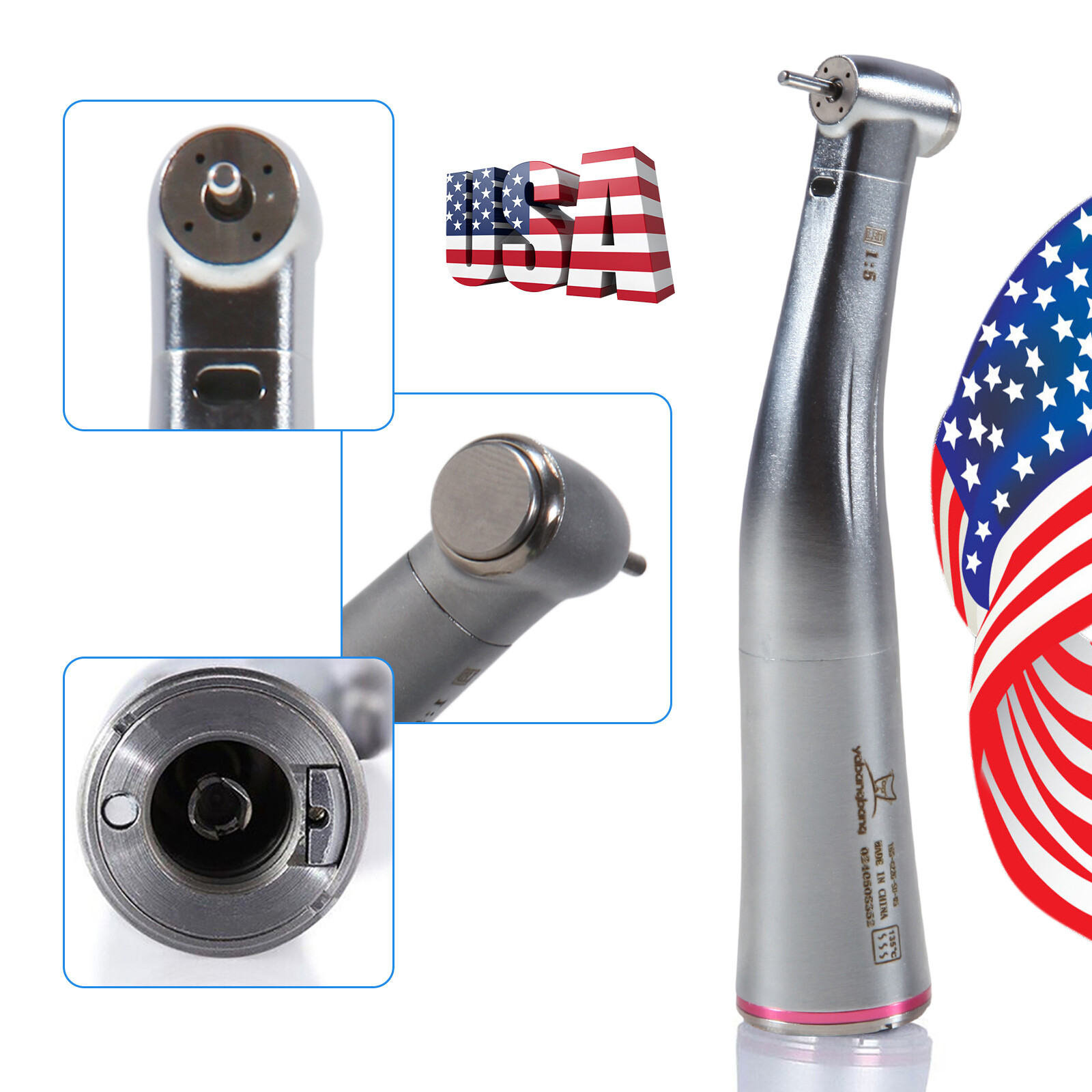 1:5 Electric High Speed Dental Handpiece LED Optic Fiber Contra Angle Fit NSK US