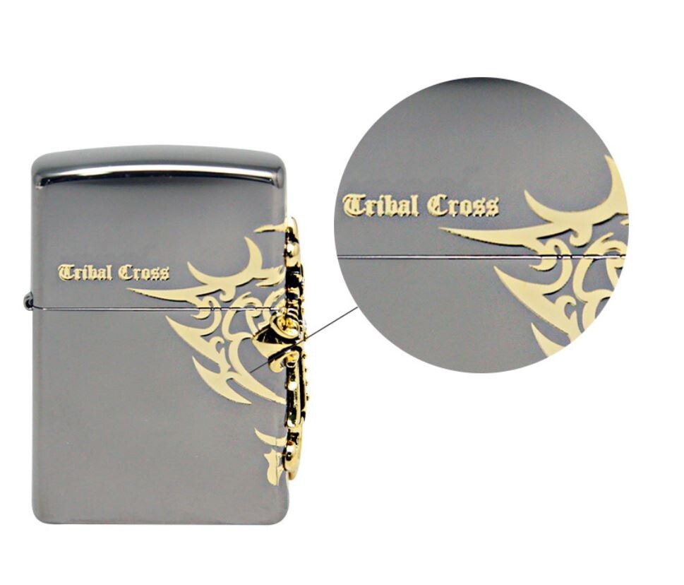 Zippo Lighter Side Tribal Cross BK Windproof