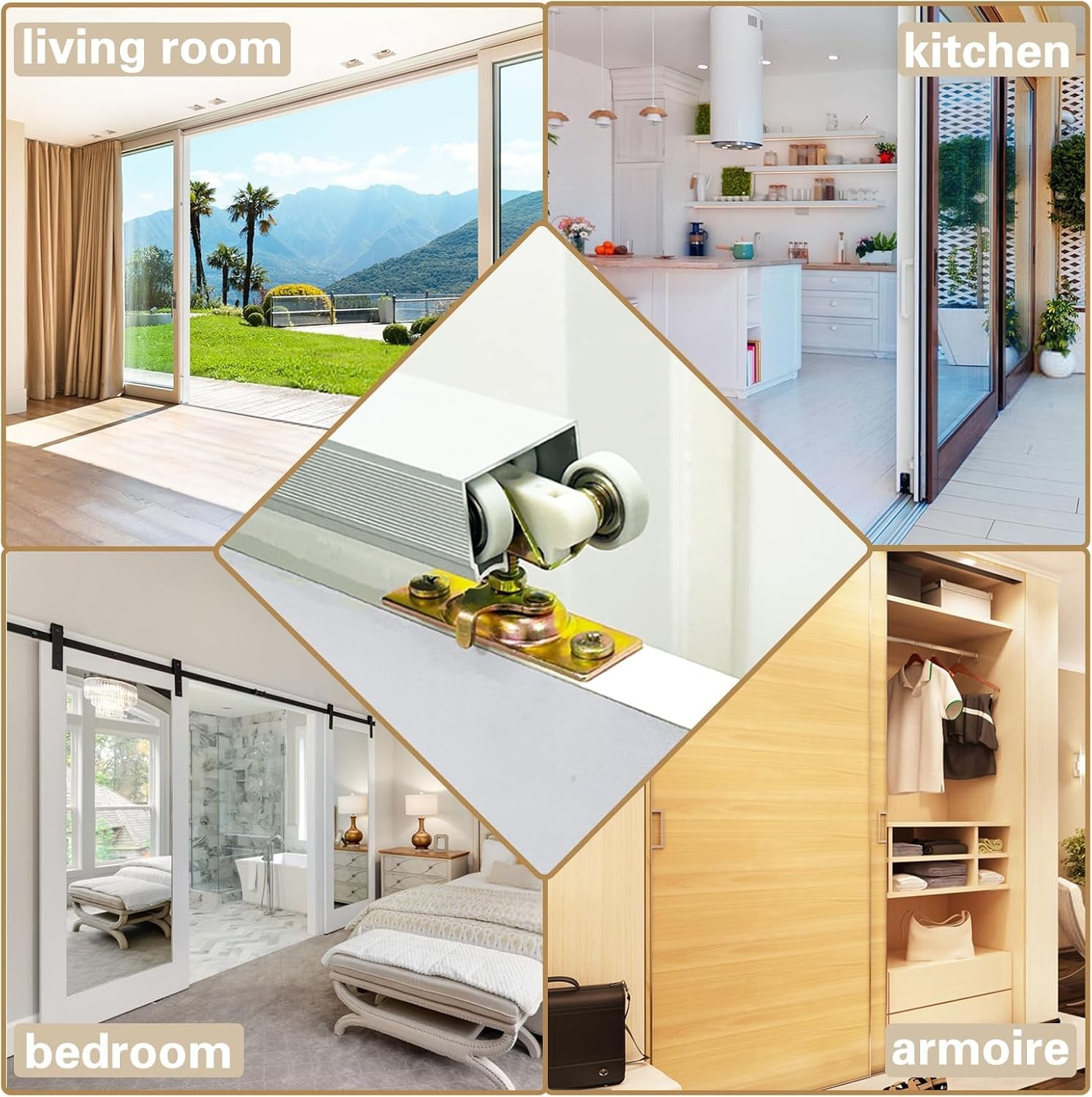 Smooth Sliding 1" Pocket Door Rollers - 2 Pack with Quick Release Installation