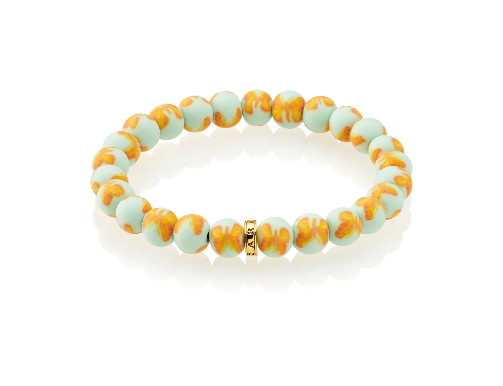 NEW JILZARAH Handmade Clay Beads GOLDEN BUTTERFLY STACK 8mm Beaded Bracelet