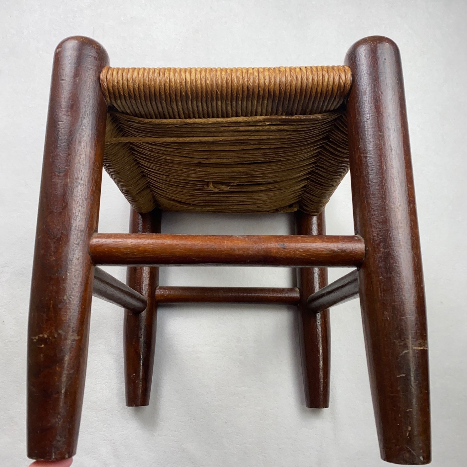 VTG Wood Rope Rush Twine Foot Stool Hand Woven Seat Ottoman Rustic 12 X 14 X 9