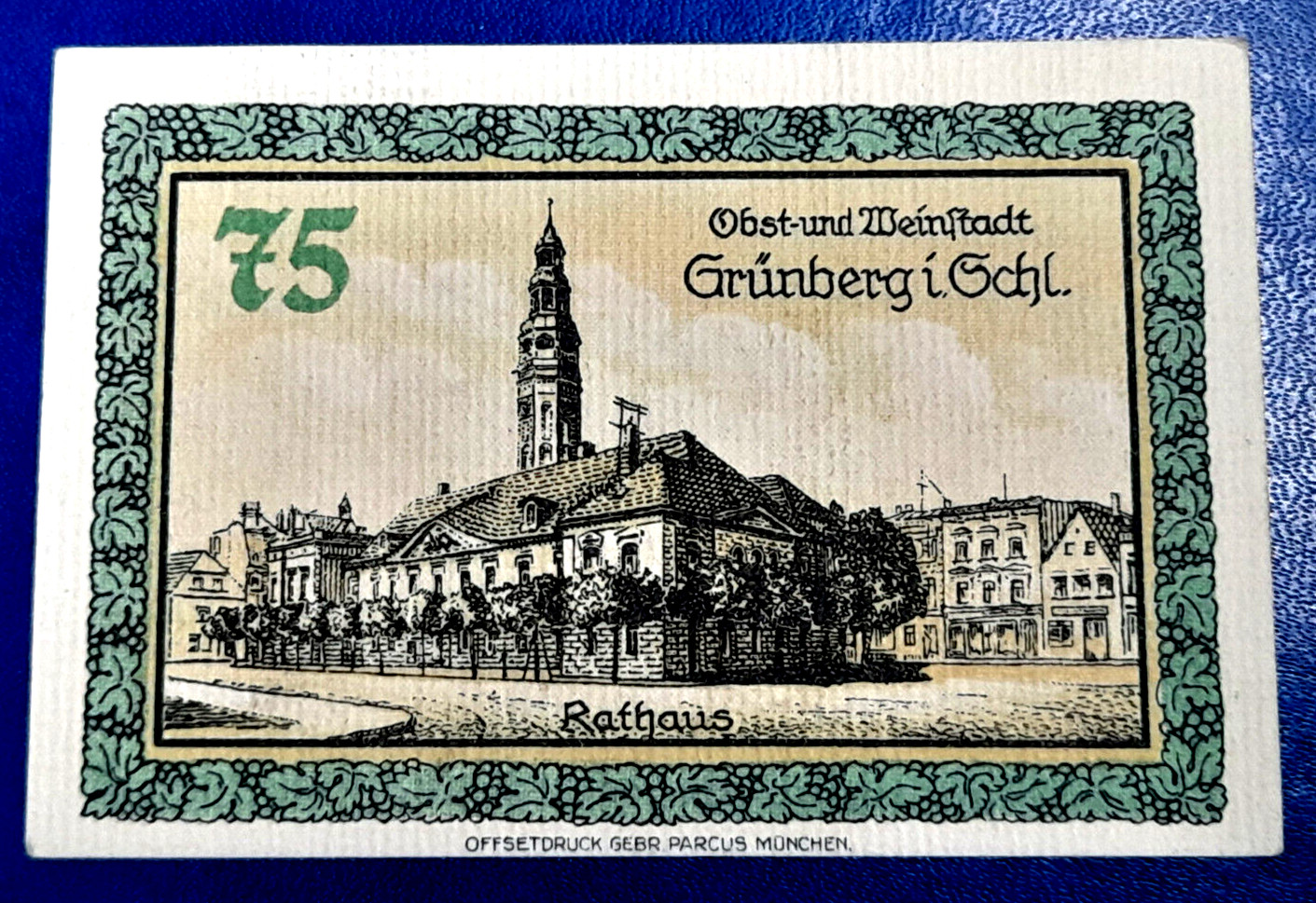 GRÜNBERG (POLAND ZIELONA GÓRA) NOTGELD 75 PFENNIG 1921 GERMANY BANKNOTE (31053)