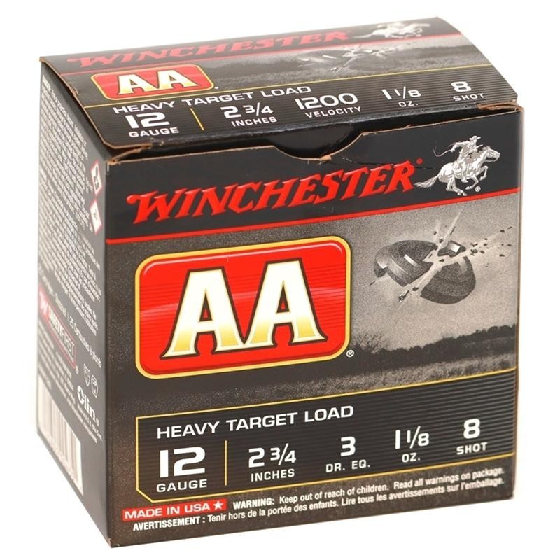 Winchester Heavy Target Load AA 12 Gauge Ammo 2-3/4" 1-1/8oz. #8 Shot 250 Round