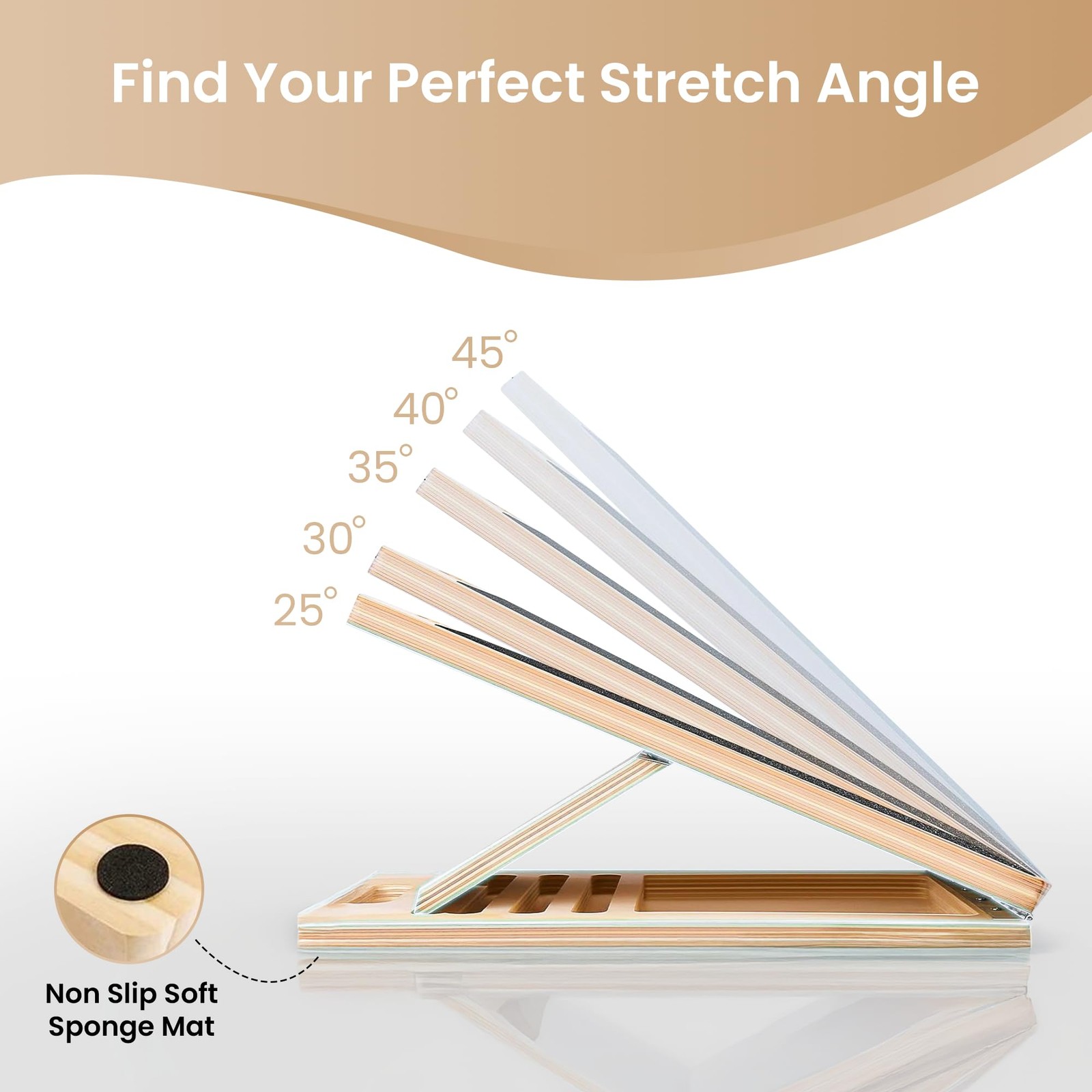 Adjustable Wooden Slant Board for Calf Stretching & Hamstring Flexibility – P...