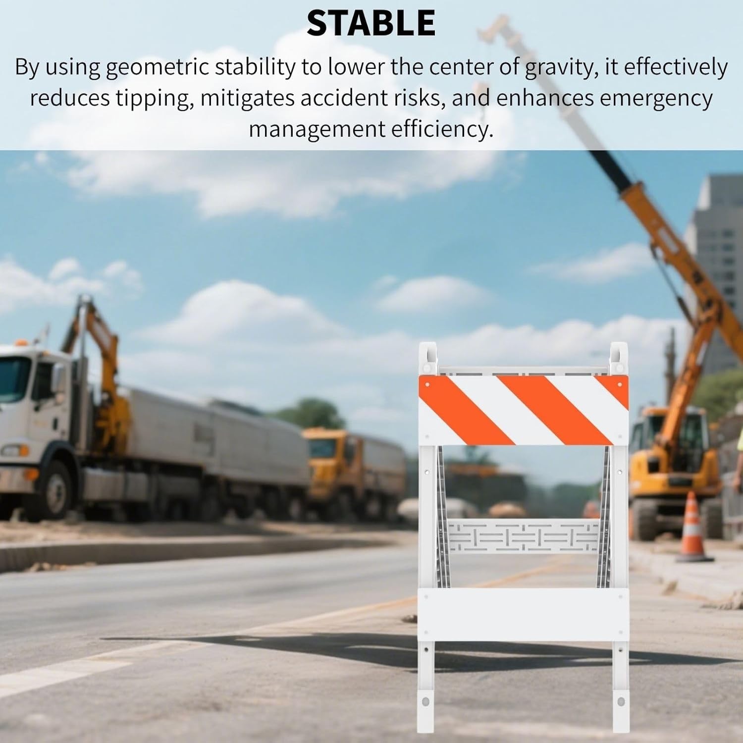 1Pack Type I Foldable Traffic Barricade Folding Road with 6"x24" Bottom Panel