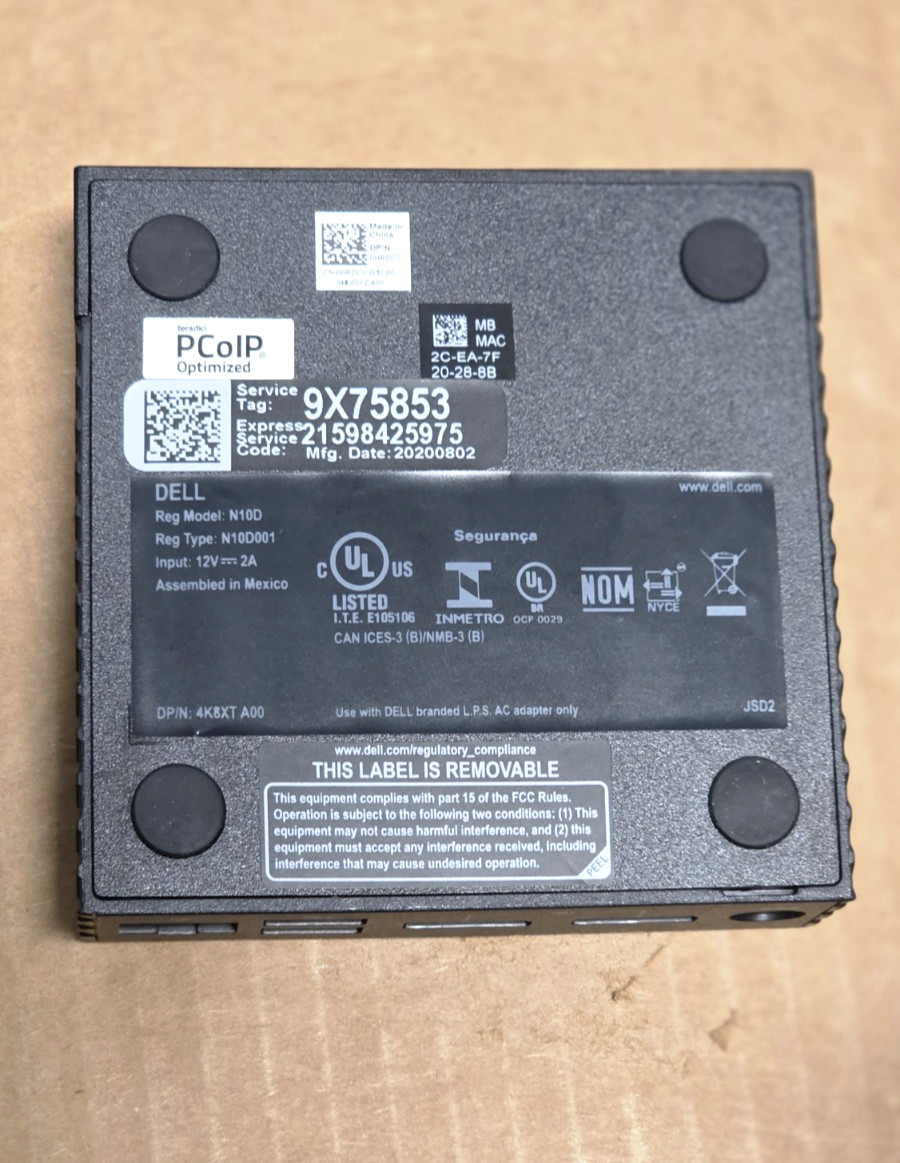 Dell Wyse 3040 Thin Client Intel Atom 12V, 2GB RAM 8GB SSD. Will Not Boot - ASIS