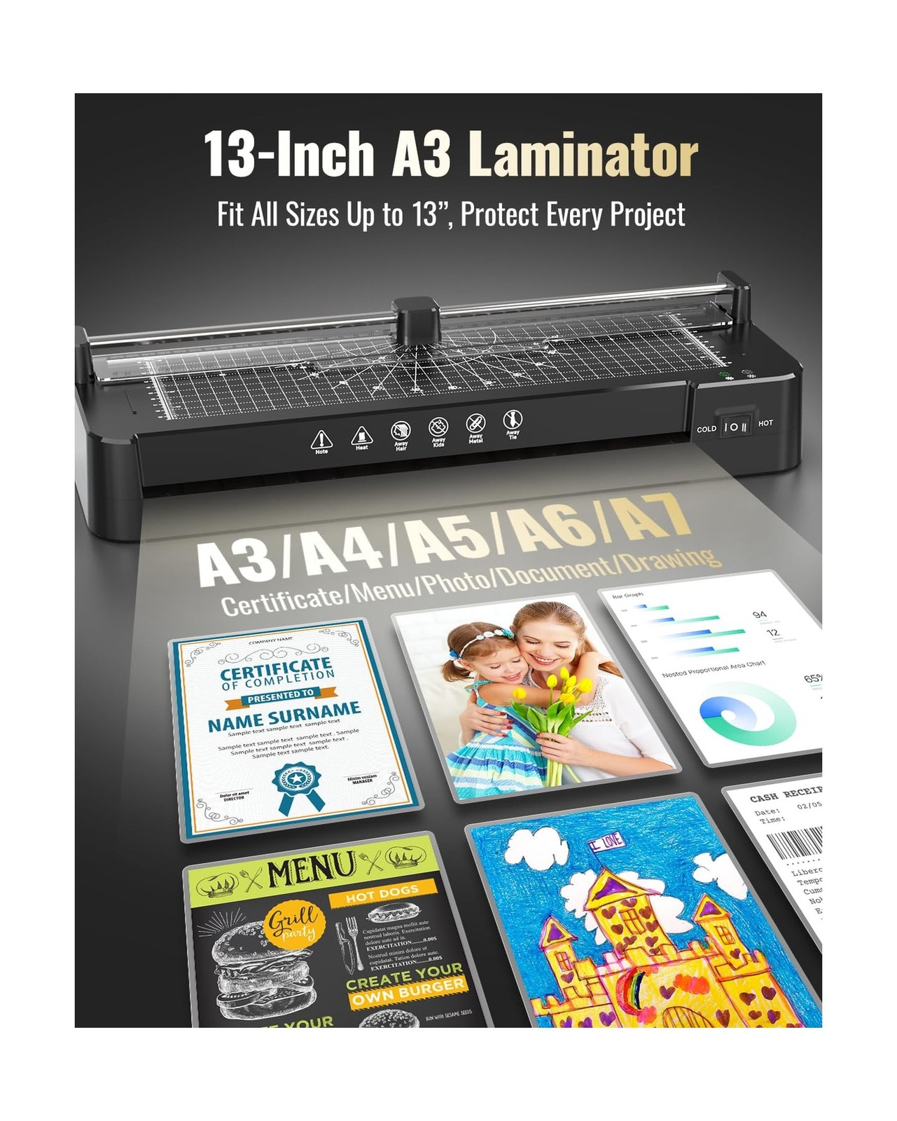 13in Laminator Machine with Sheets 50pcs + Paper Trimmer + Corner R... Fast Ship