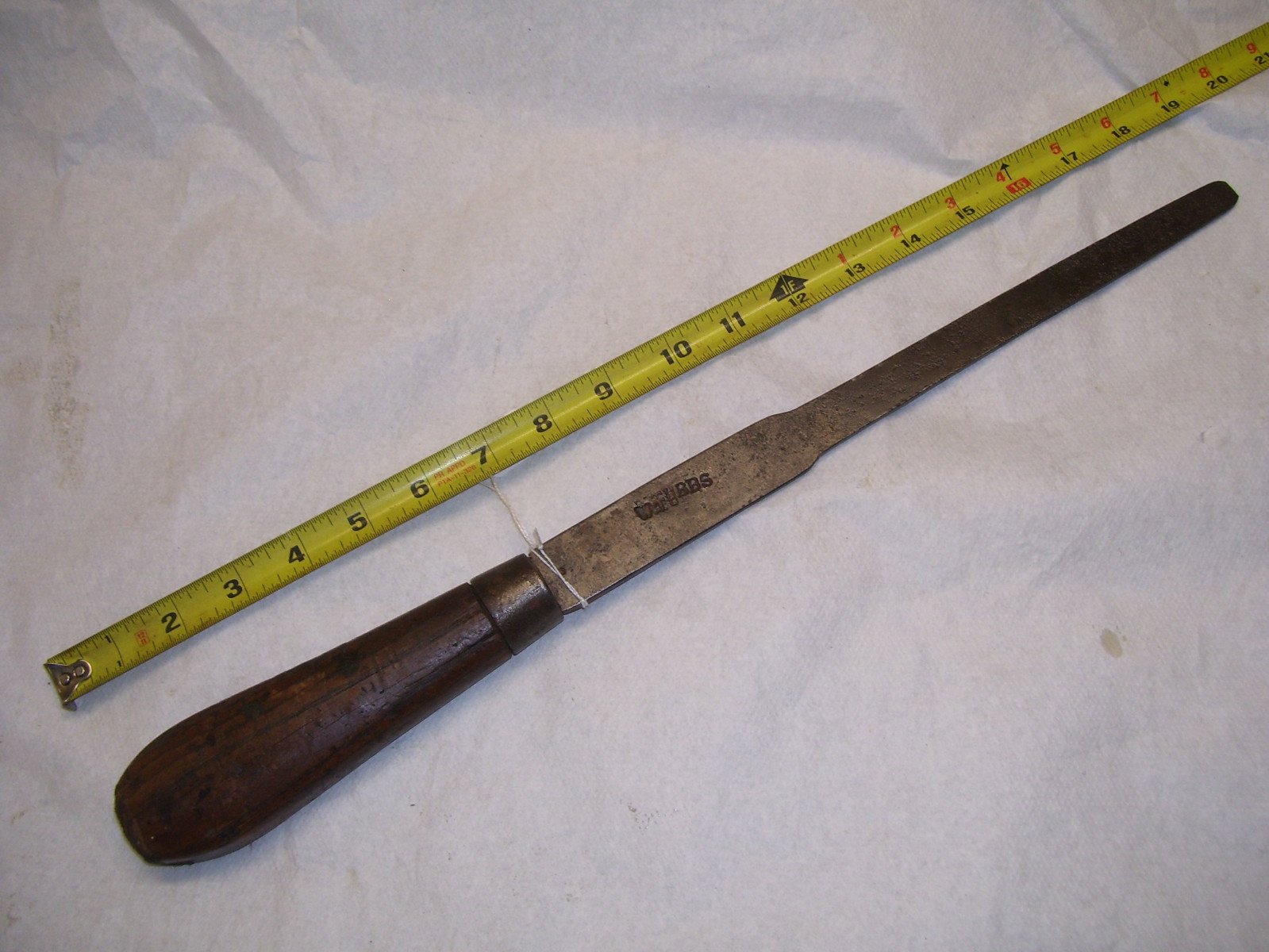 W. TUBBS Vintage Screw Driver 18-7/8" Overall Length, Wooden Handle, Nice Patina