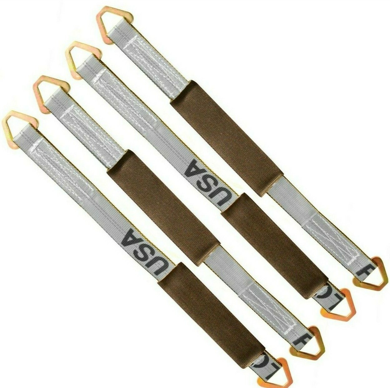 4 Pack 2" x 31" Axle Straps Cordura Sleeve Delta Rings 3335 lb WLL Silver