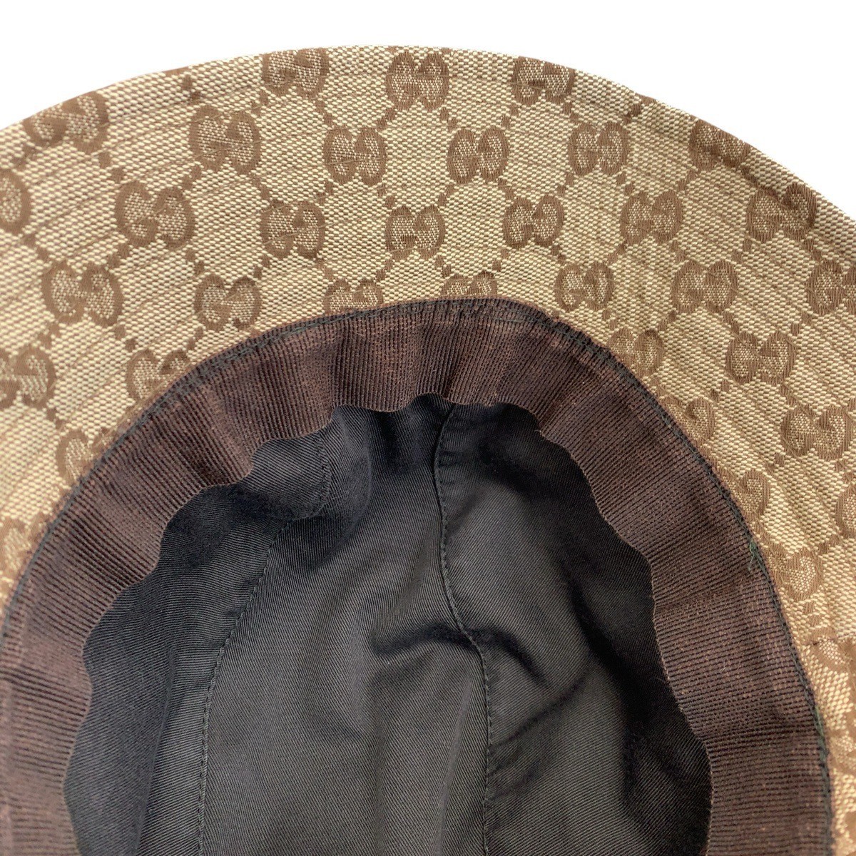 GUCCI Web Stripe Bucket hat beige GG canvas GG