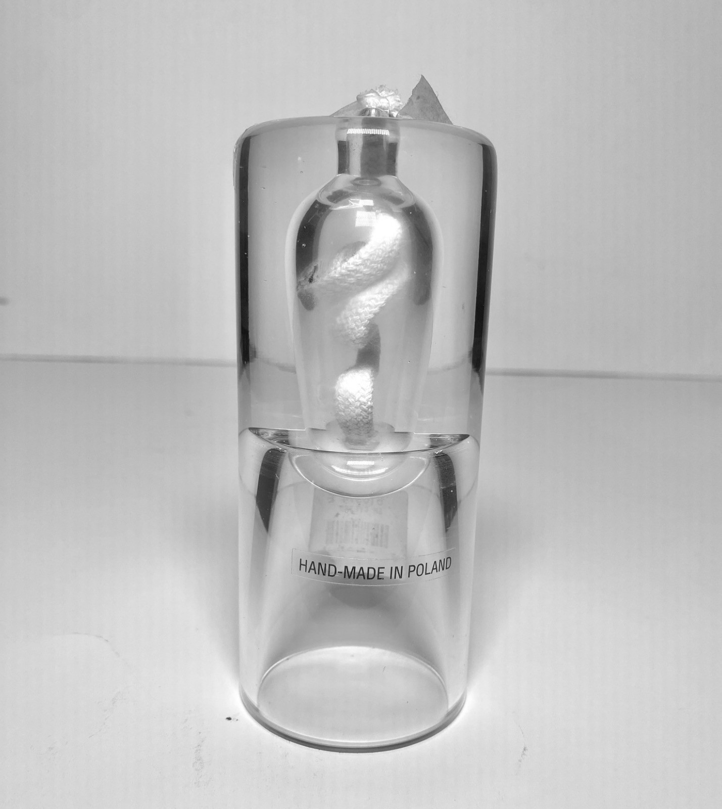 *NEW* Handmade In Poland Clear Glass Oil Lamp/Bud Vase 4.75"