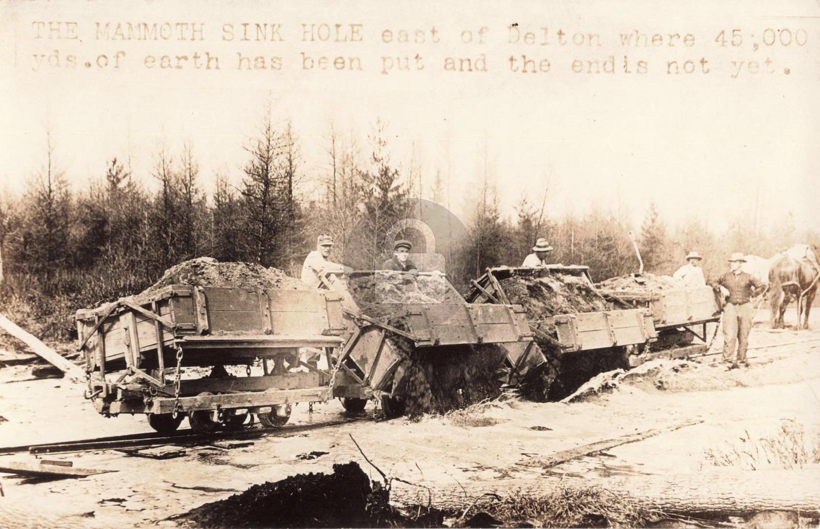 Railroad Sink hole east of Delton MI Michigan RPPC Photo Postcard COPY