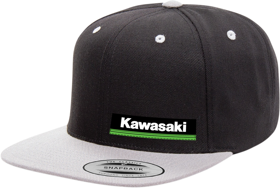 Factory Effex Kawasaki Wedge Hat Black Gray Woven Patch Licensed 23-86100