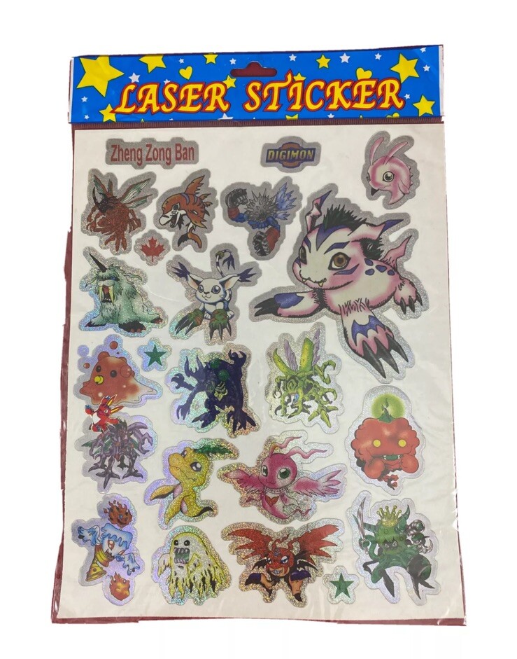Vintage Digimon Laser Stickers Sheet Rare