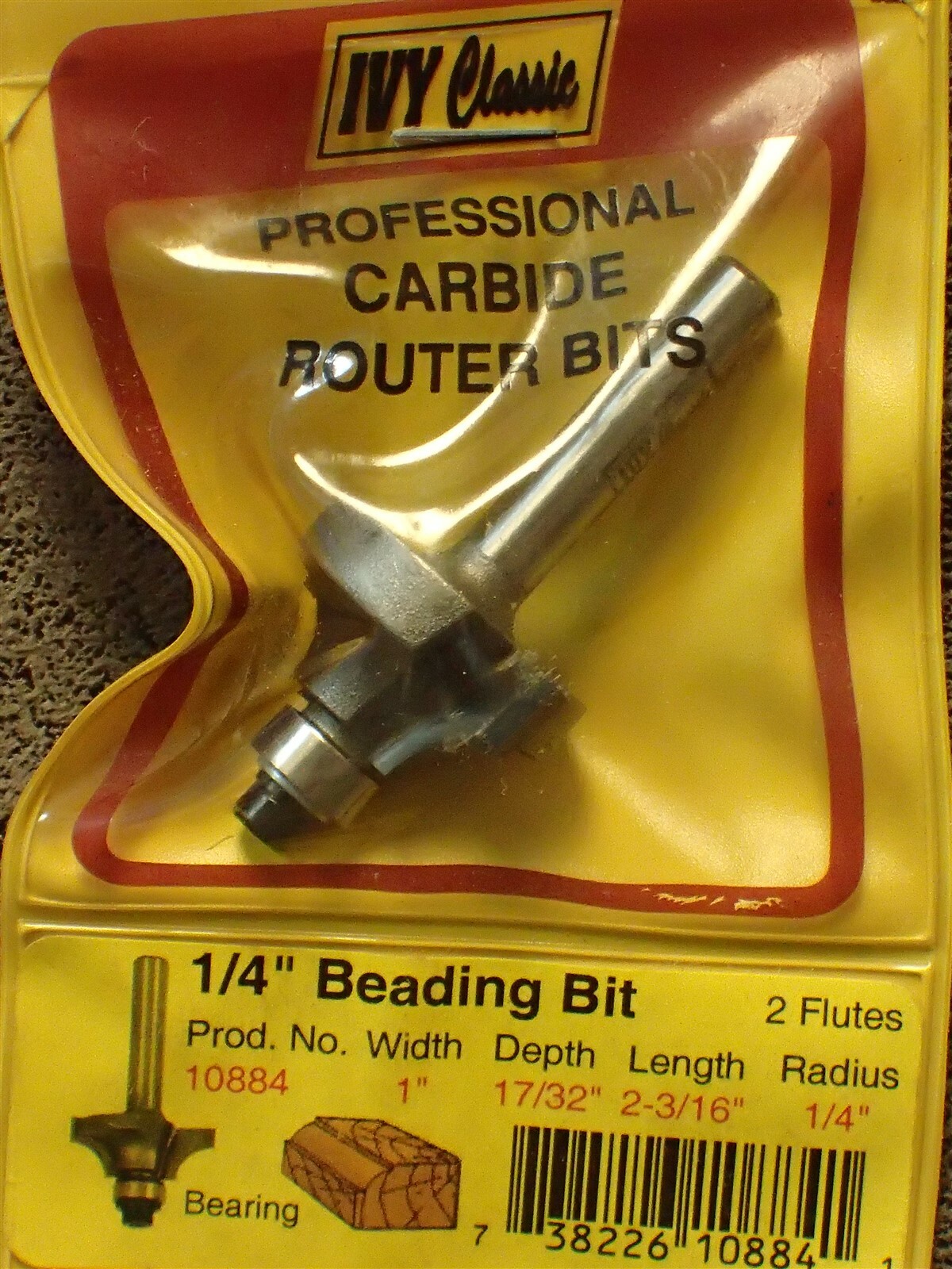 10884 IVY Classic 1/4", 1" W, 17/32" D, C2 Carbide Beading Router Bit (BN5)