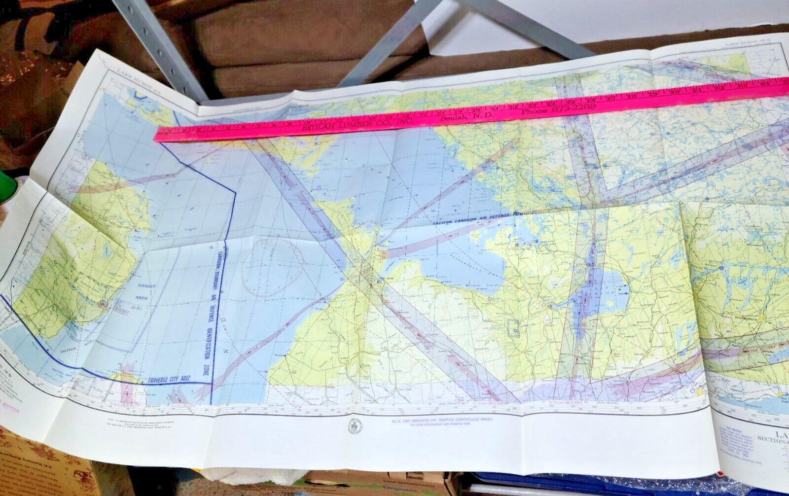 1952 Lake Huron Aviation Aeronautical Chart Map-Obsolete