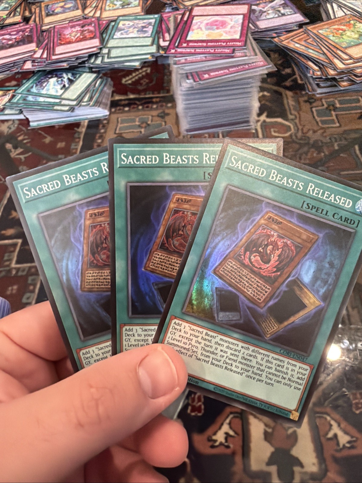 Yugioh! 3x Sacred Beasts Released CORI-EN047 Super Rare 1st Ed NM