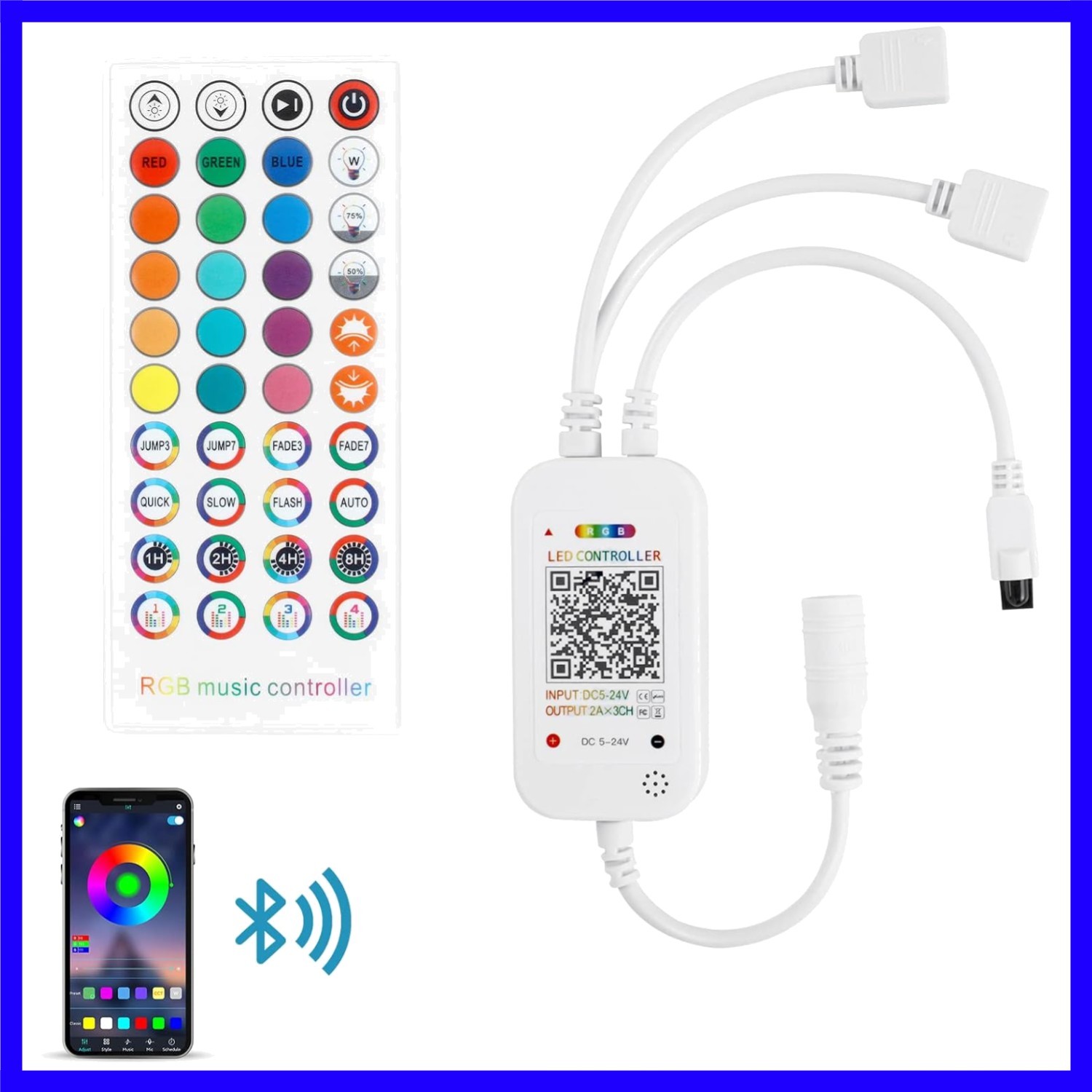 Versatile Bluetooth RGB LED Controller with Music Sync & Timer Function