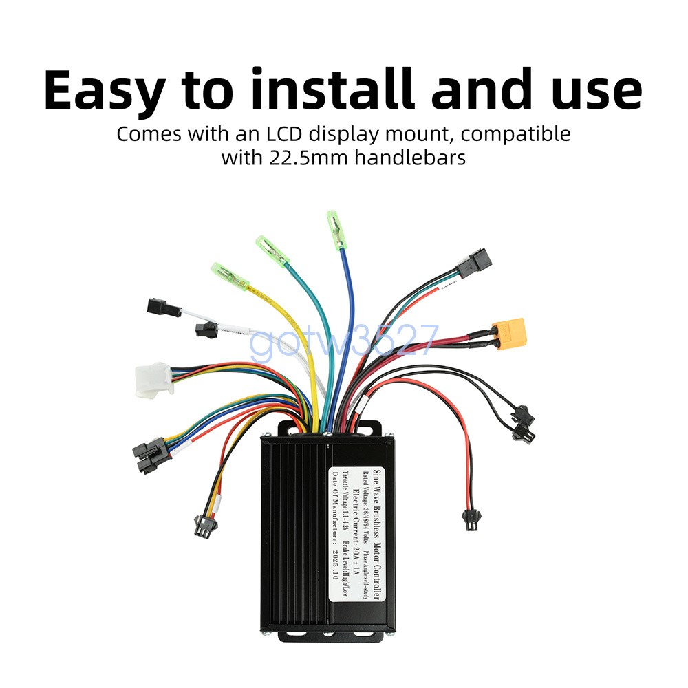 36V 48V 64V 30A Sine Wave Brushless Motor Controller 750-1500W Three-Mode Driver