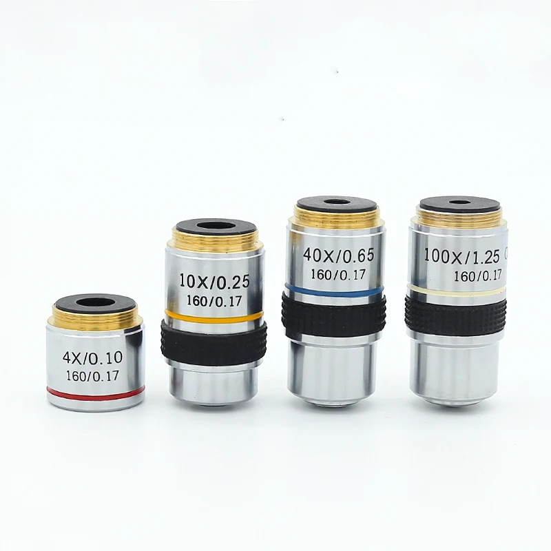 Microscope Objective 4X 10X 40X 100X Biological Objectives Lens Achromatic