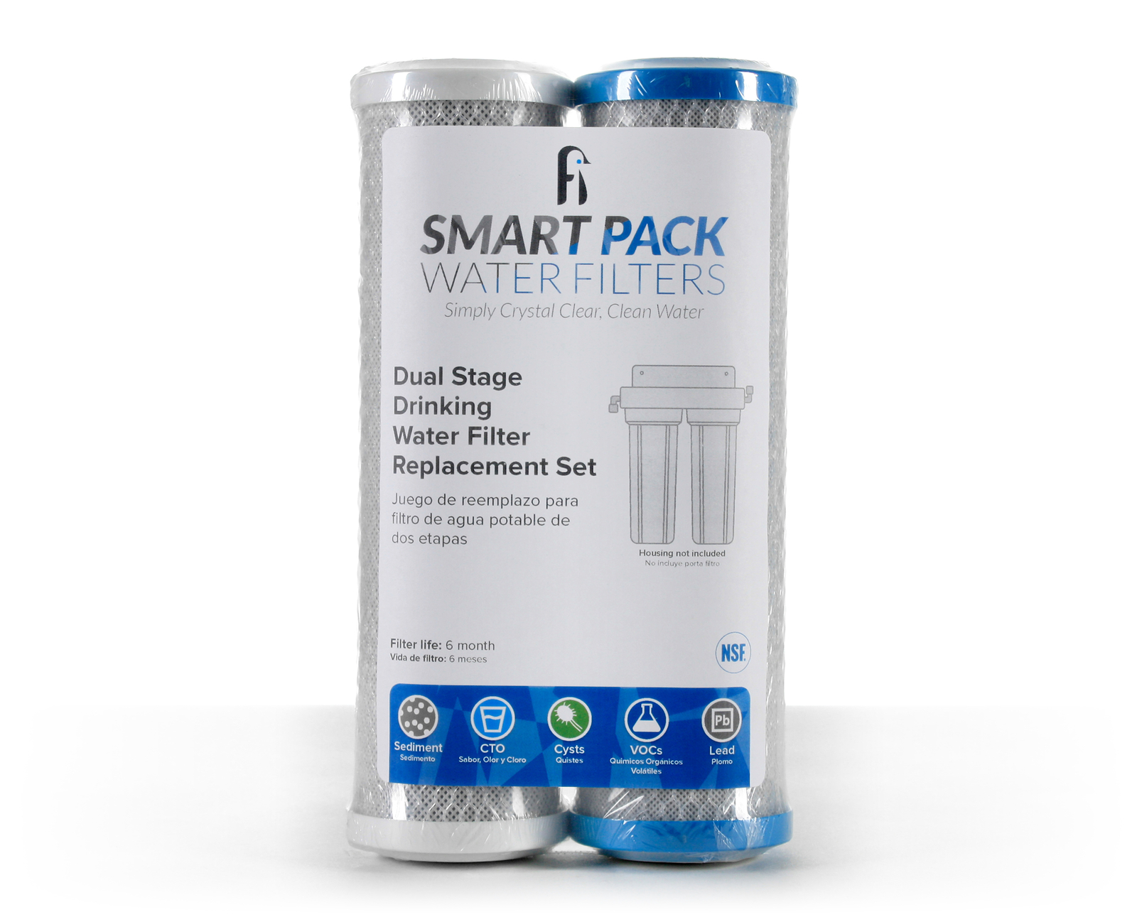 Smart Pack 0.5 & 5 Micron Carbon Block Under-Sink RO Replacement Set | 2.5 x 10"