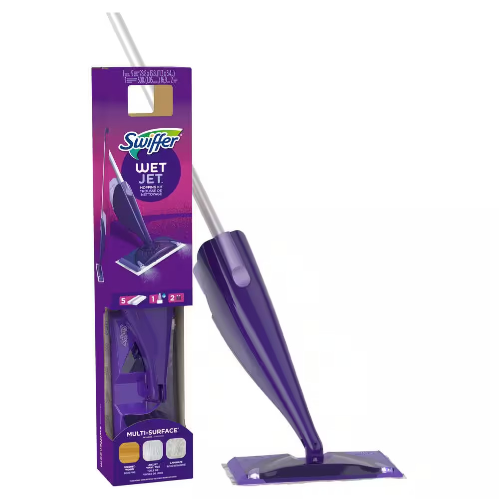Wetjet Spray Mop Starter Kit (1-Wetjet, 5-Pads, Cleaning Solution and Batteries)