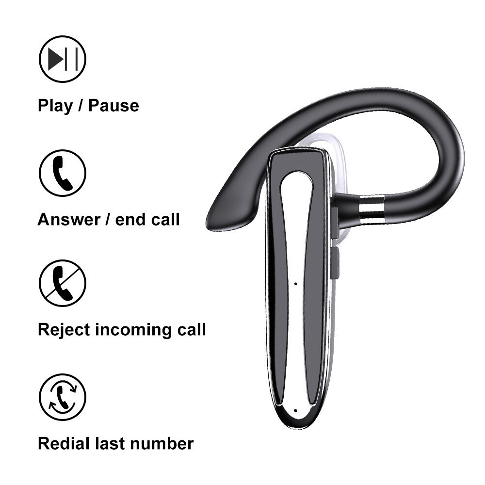 Bluetooth 5.3 Wireless Earpiece Headset Driving Trucker Earbuds Noise Cancelling