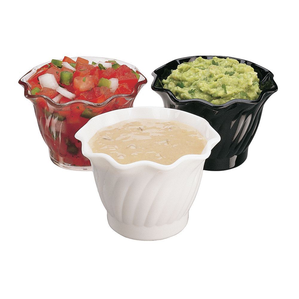 Cambro 5 Oz White Polycarbonate Swirl Bowl - 3 1/2" Dia x 2 7/16" H
