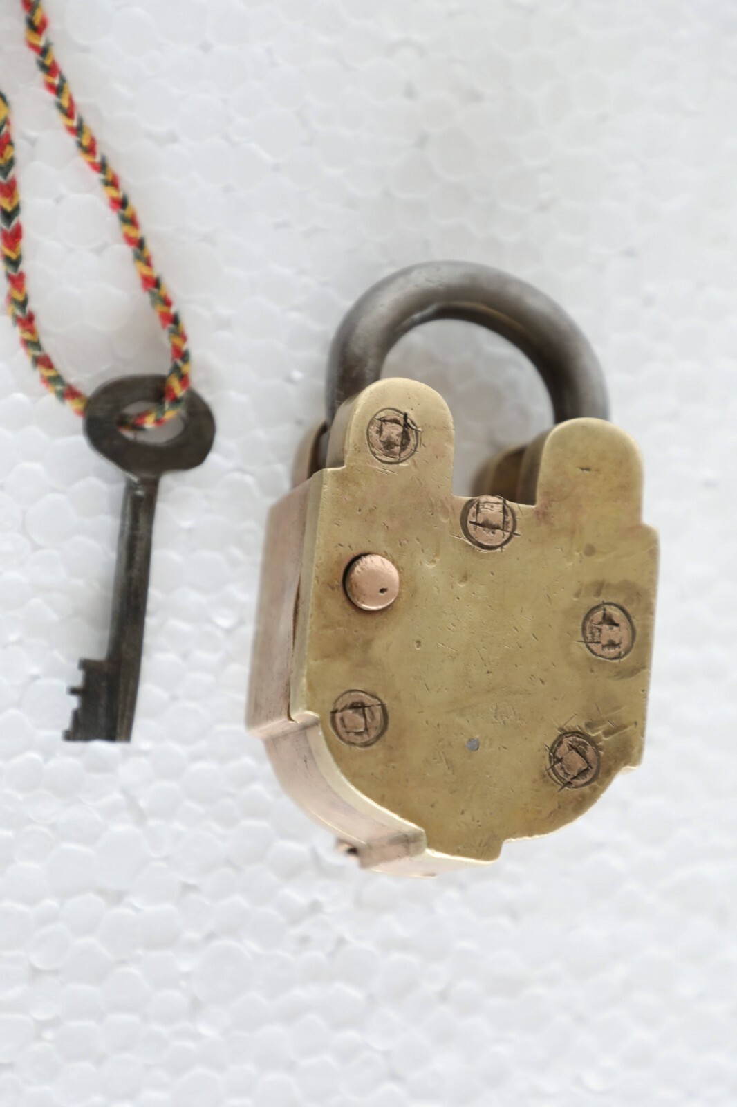 VintageBrass & Copper Handcrafted Push Button Solid Heavy Tricky/Puzzle Padlock