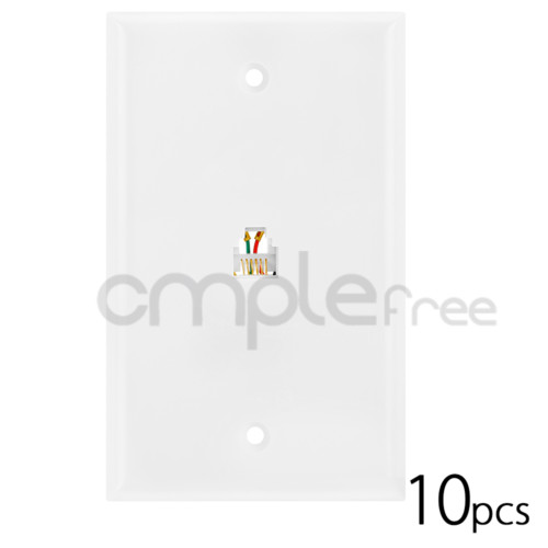 10x White 6P6C Single Phone Jack Wall Plate RJ11 RJ 12 Telephone Modular Lot NEW