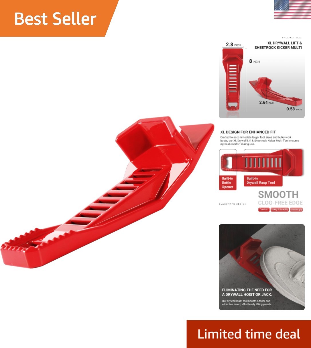XL Lifter, Rasp, Jack, Taller and Wider Toe Insert Design, Sheetrock Fitting ...