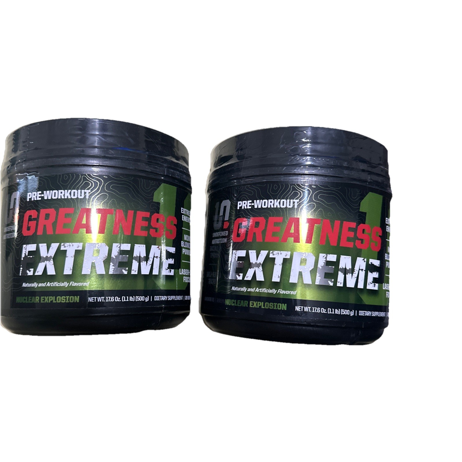 2 Pack! UNDEFINED NUTRITION PRE WORKOUT GREATNESS EXTREME 17.6oz Exp:11/2027