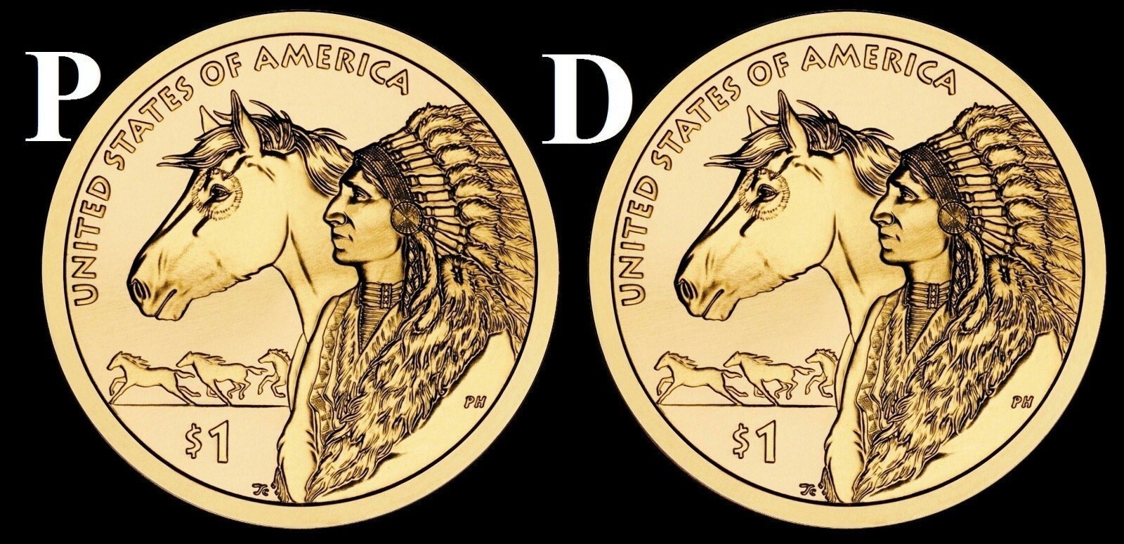 2012 P & D Sacagawea Native American Dollar US Mint Coins "BU" (2 Coin Set)