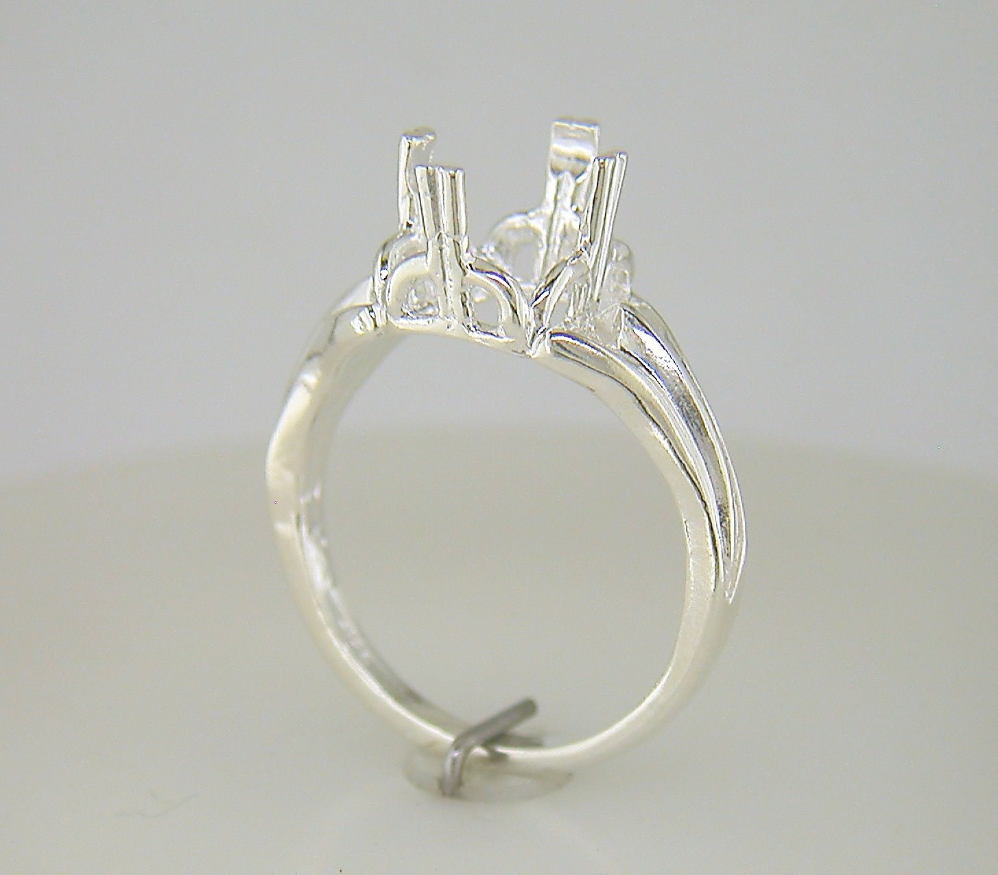 Emerald Cut Regalle Solitaire Ring Setting Sterling Silver