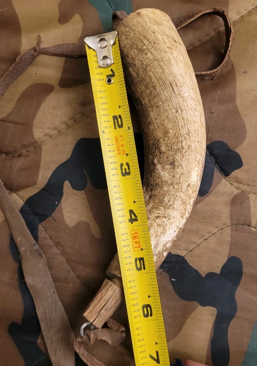 Vintage Muzzleloader Black Powder Powder Horn Leather Strap