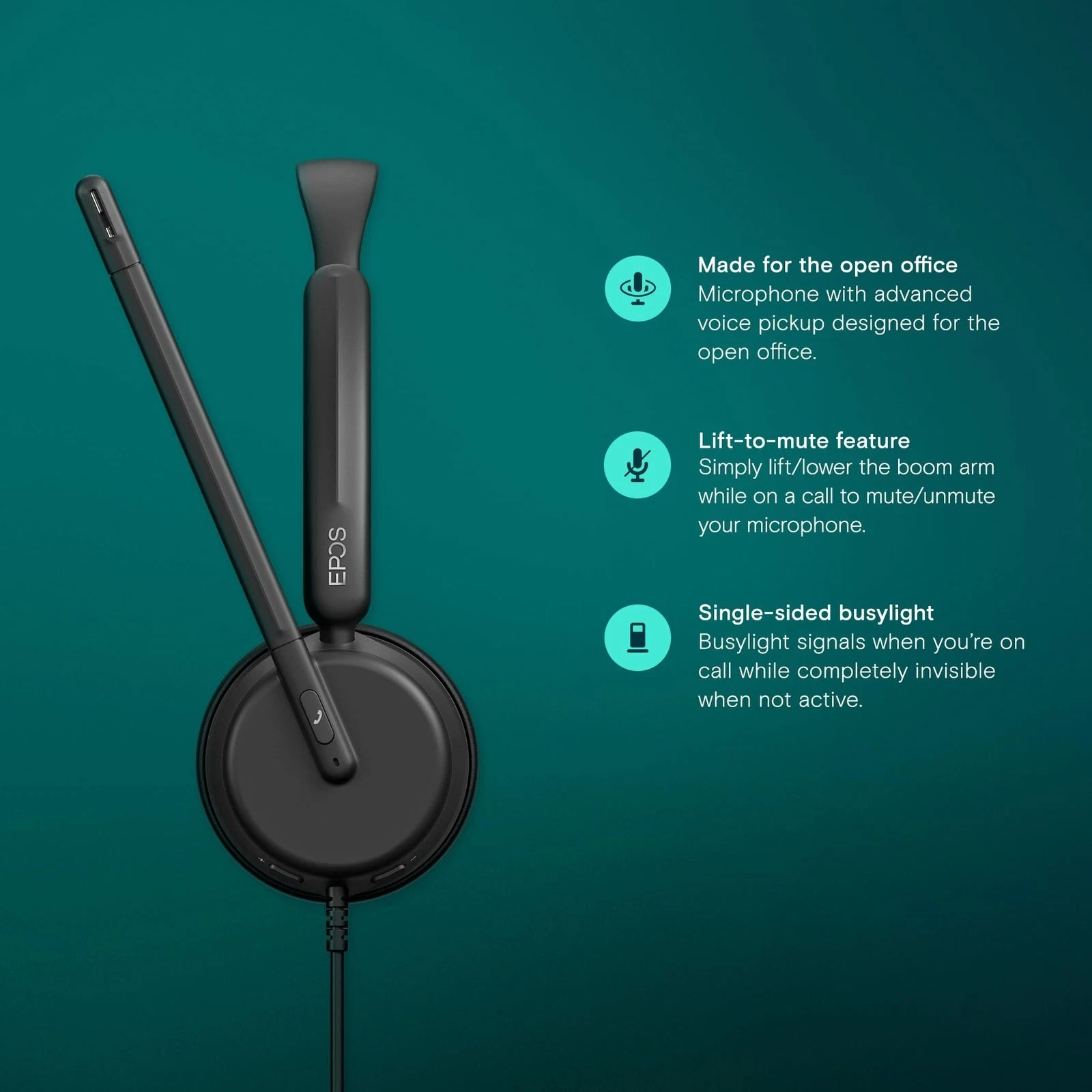 EPOS IMPACT 460 USB-C & USB-A Wired Headset with Noise Filtering - Black