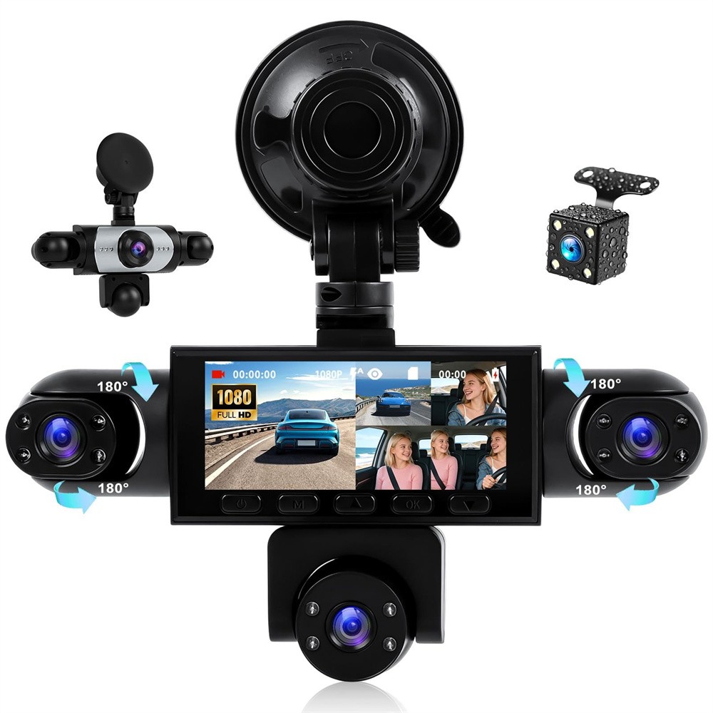5 Channel Dashcam Front and Rear Inside Left Right, 3.16'' 1080P Car Dash Camera