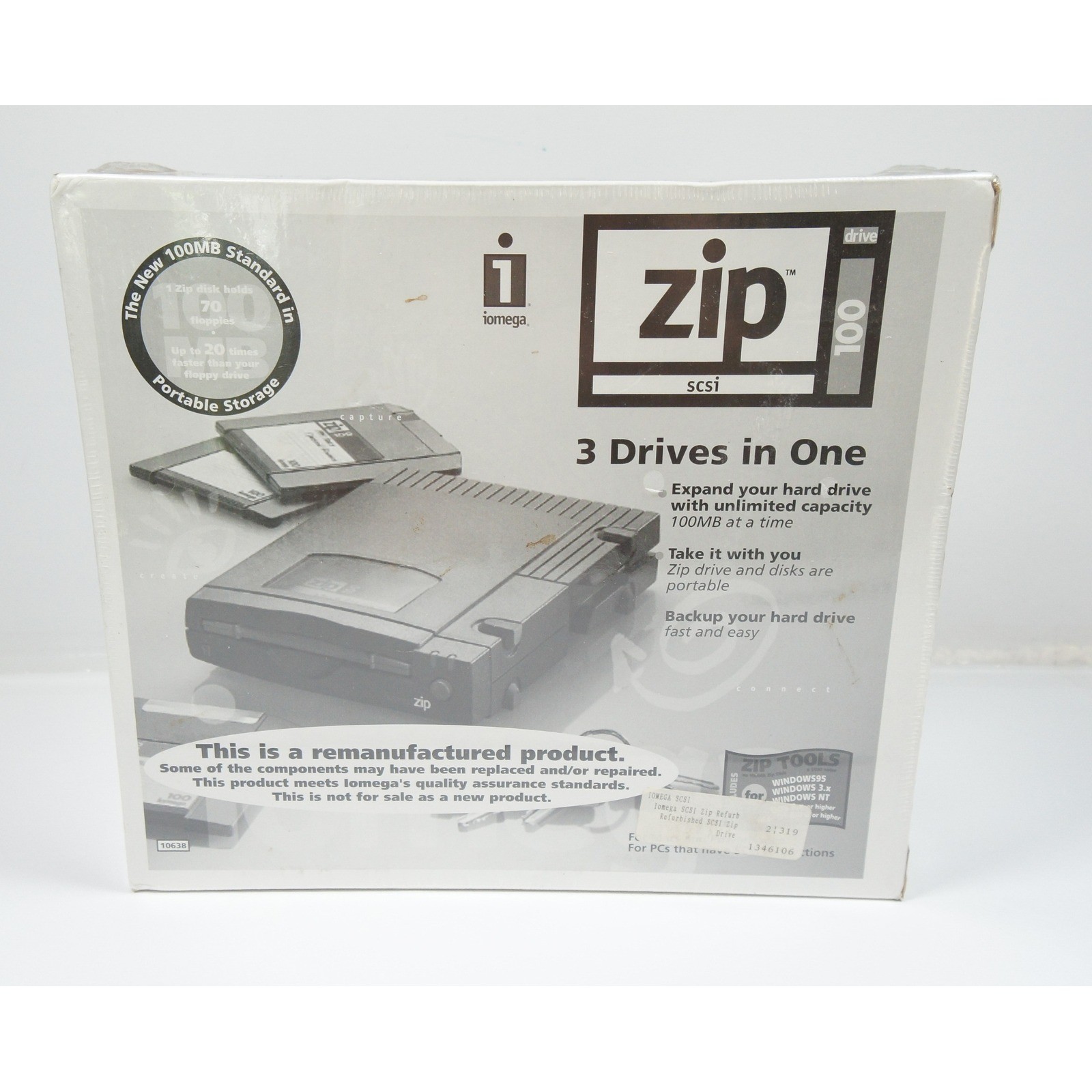 Iomega Zip 100 SCSI External Drive 100MB Portable Storage