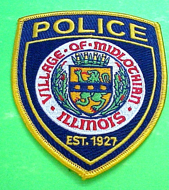 MIDLOCHIAN VILLAGE ILLINOIS IL  EST. 1927 ( GOLD BORDER )  4 1/2"   POLICE PATCH