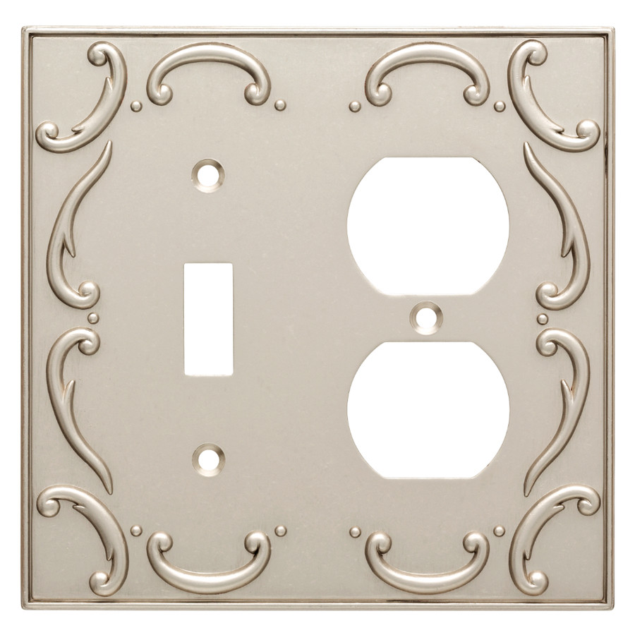 Switch Duplex Wall Plate Outlet Toggle Combo French Lace Nickel