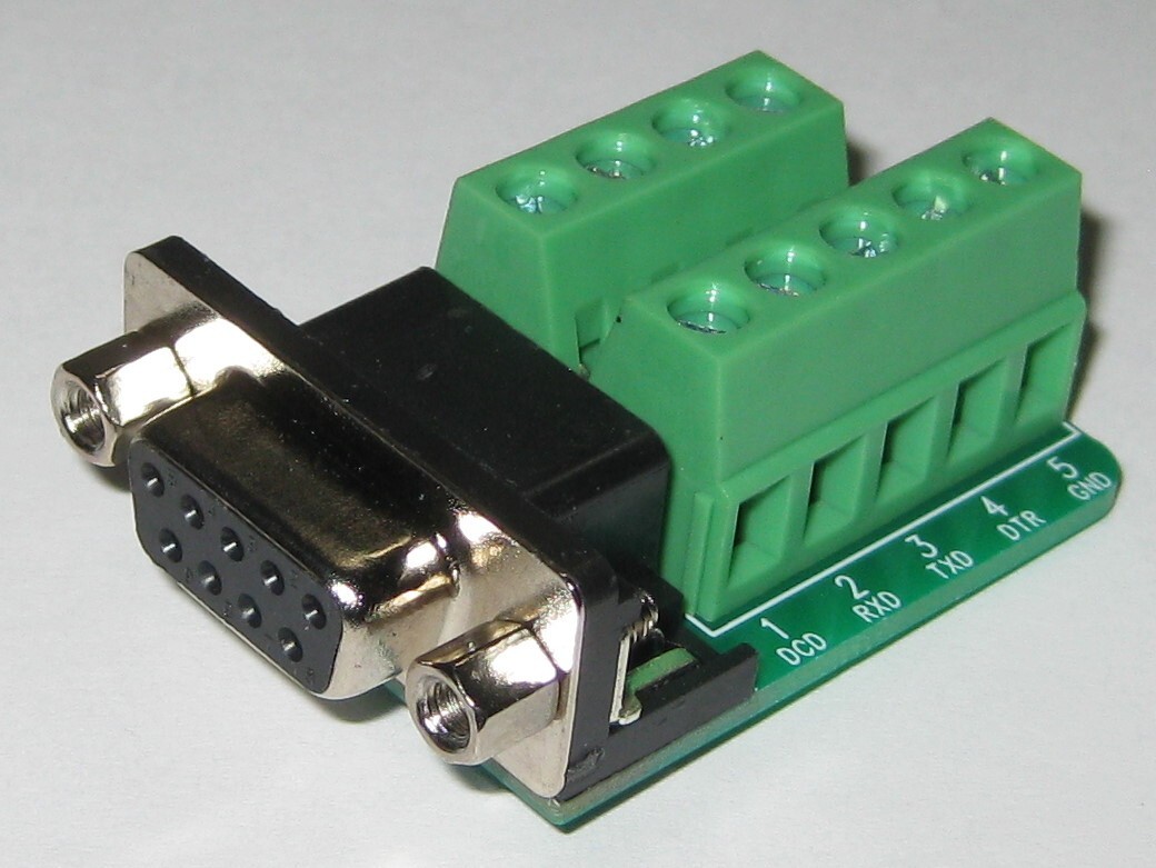 DB-9 Female RS232 Serial Breakout Board with 2 Terminal Strips – DB - 9 to Mini