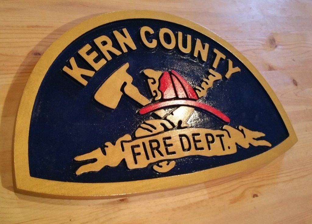 Fire Department Kern County 3D routed plaque Patch Sign Custom