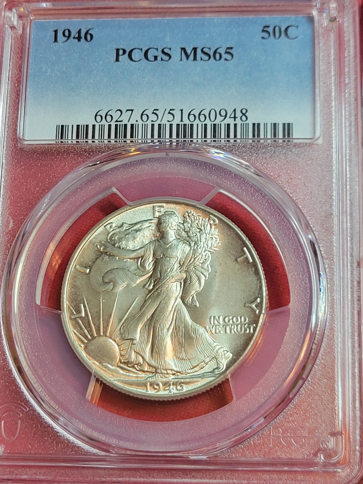 1946 walking liberty half dollar Pcgs MS65
