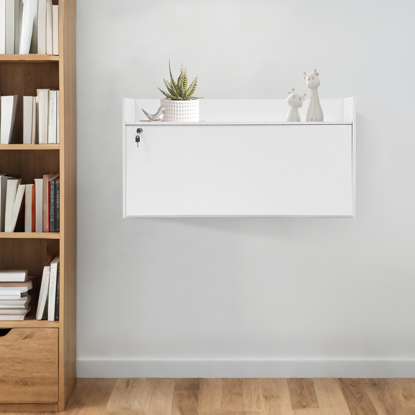 Wall Mounted Desk Cabinet Multifunctional Floating Desk Foldable Table Cabinet