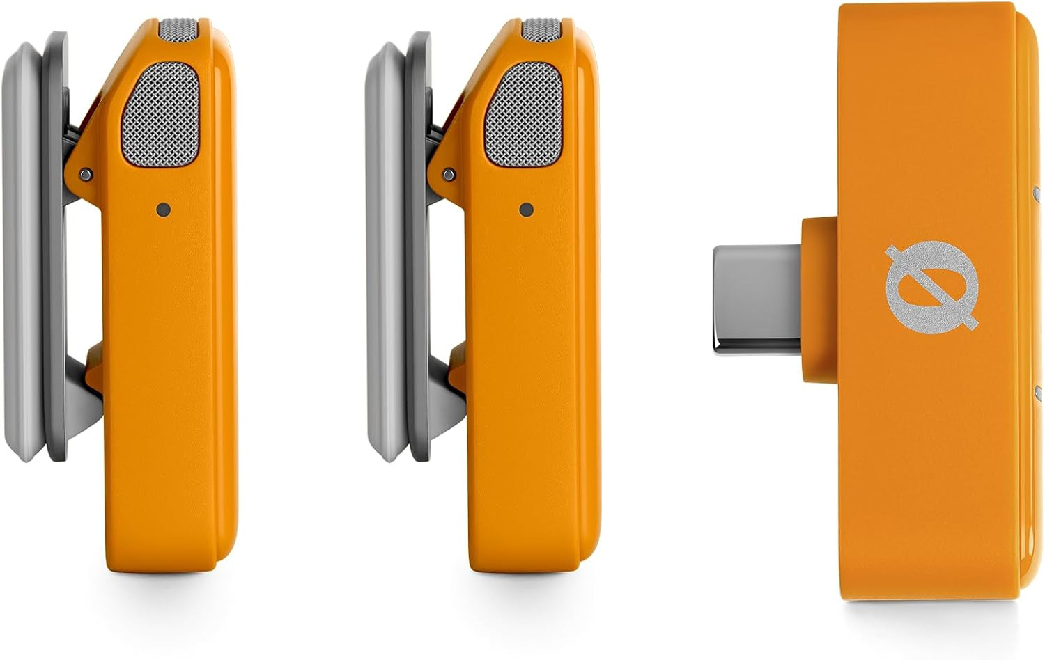 Compact Wireless Microphone Set for Smartphones - 2 Mics & Charging Case, Orange