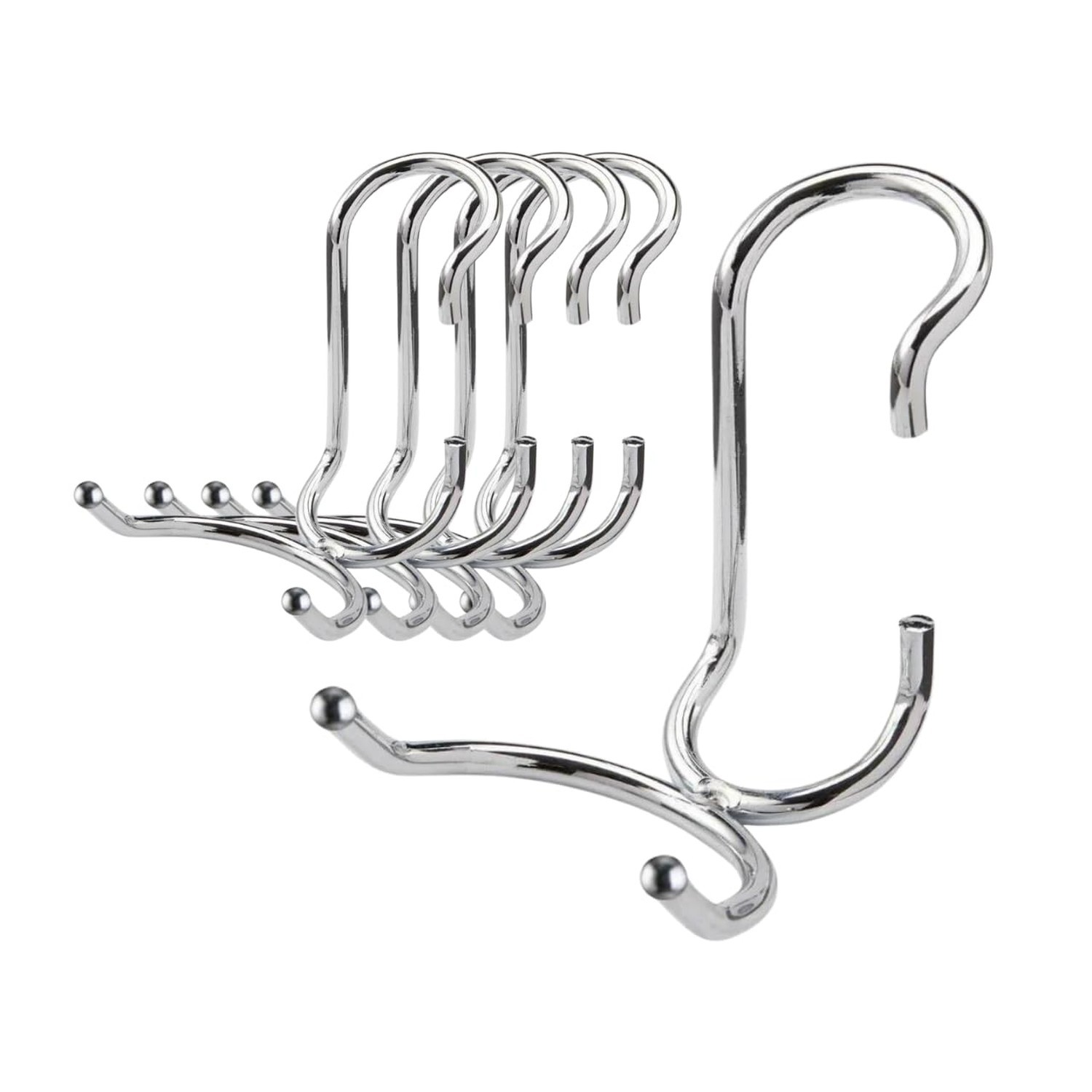 Shelf Pole Hooks 5 Pack | Chrome C-Hook for Hanging | Snap-On Hooks for 1 Inc...