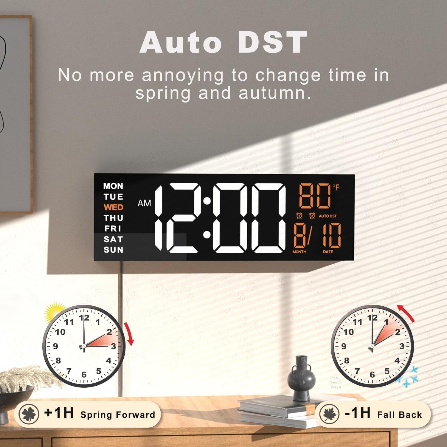 JALL 16" Large Digital Wall Mount Clock, Count Down Timer, Alarm, Big LED, RG...