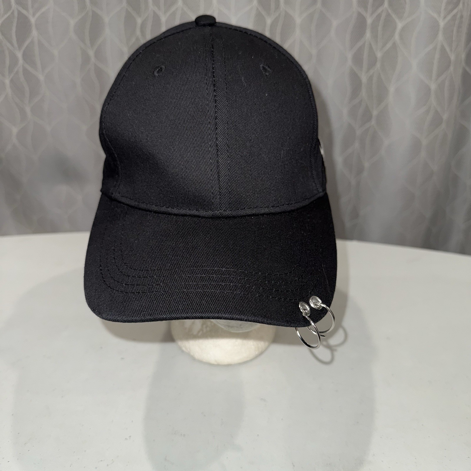 Black W Metal Holes on Bill w Logo Vibrate on Hook Loop Hat Cap