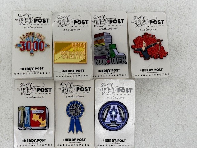 Nerdy Post Exclusive Pin Set Lot of 7