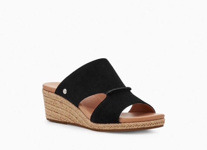 Ugg Women's Eirene Black Espadrilles Wedge Slide Sandal Size 6